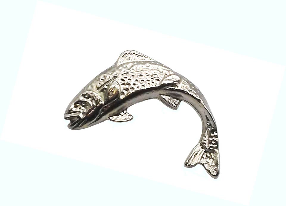 Buck Snort Lodge Jumping Trout Left Facing  Cabinet Knob
