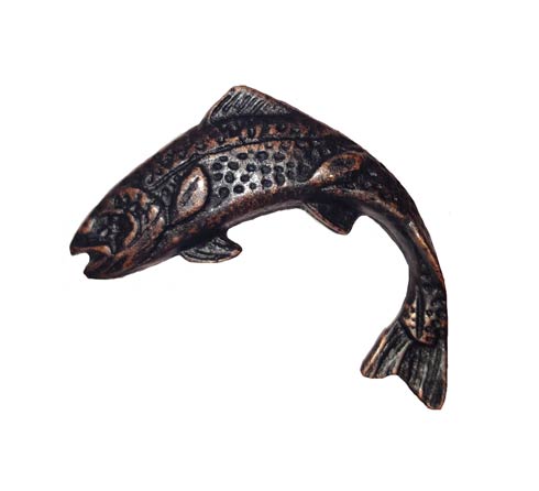 Buck Snort Lodge Jumping Trout Left Facing  Cabinet Knob