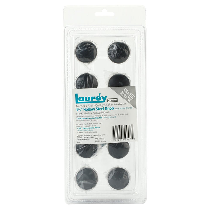 Value Packs Collection (10 Pack) 1 3/8" Hollow Steel Knob in Oil Rubbed Bronze by Laurey Hardware