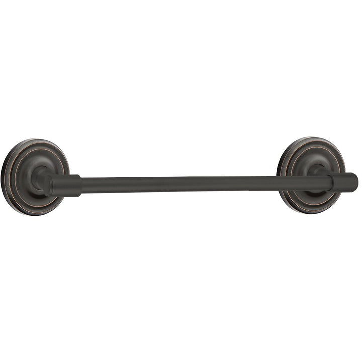 Transitional Brass Collection 18" Towel Bar with Small Regular Rosette by Emtek