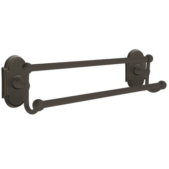 Traditional Brass Collection 18" Double Towel Bar with #8 Rose  by Emtek