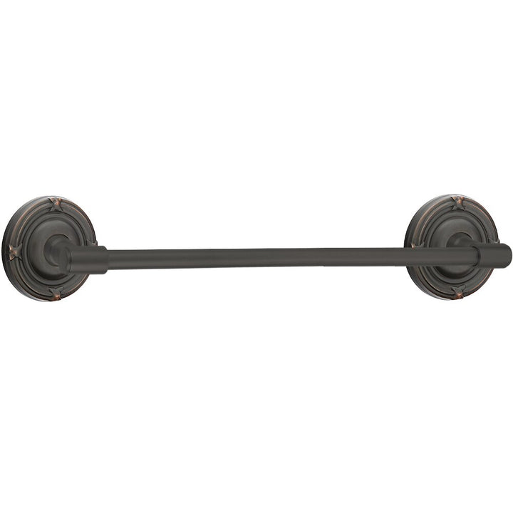 Transitional Brass Collection 12" Towel Bar with Ribbon & Reed Rosette  by Emtek