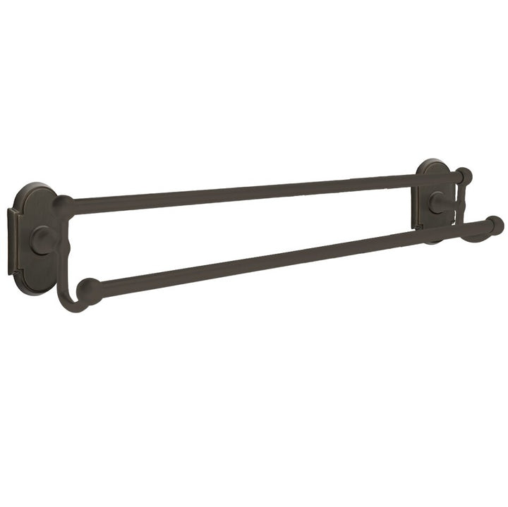 Traditional Brass Collection 24" Double Towel Bar with #8 Rose by Emtek