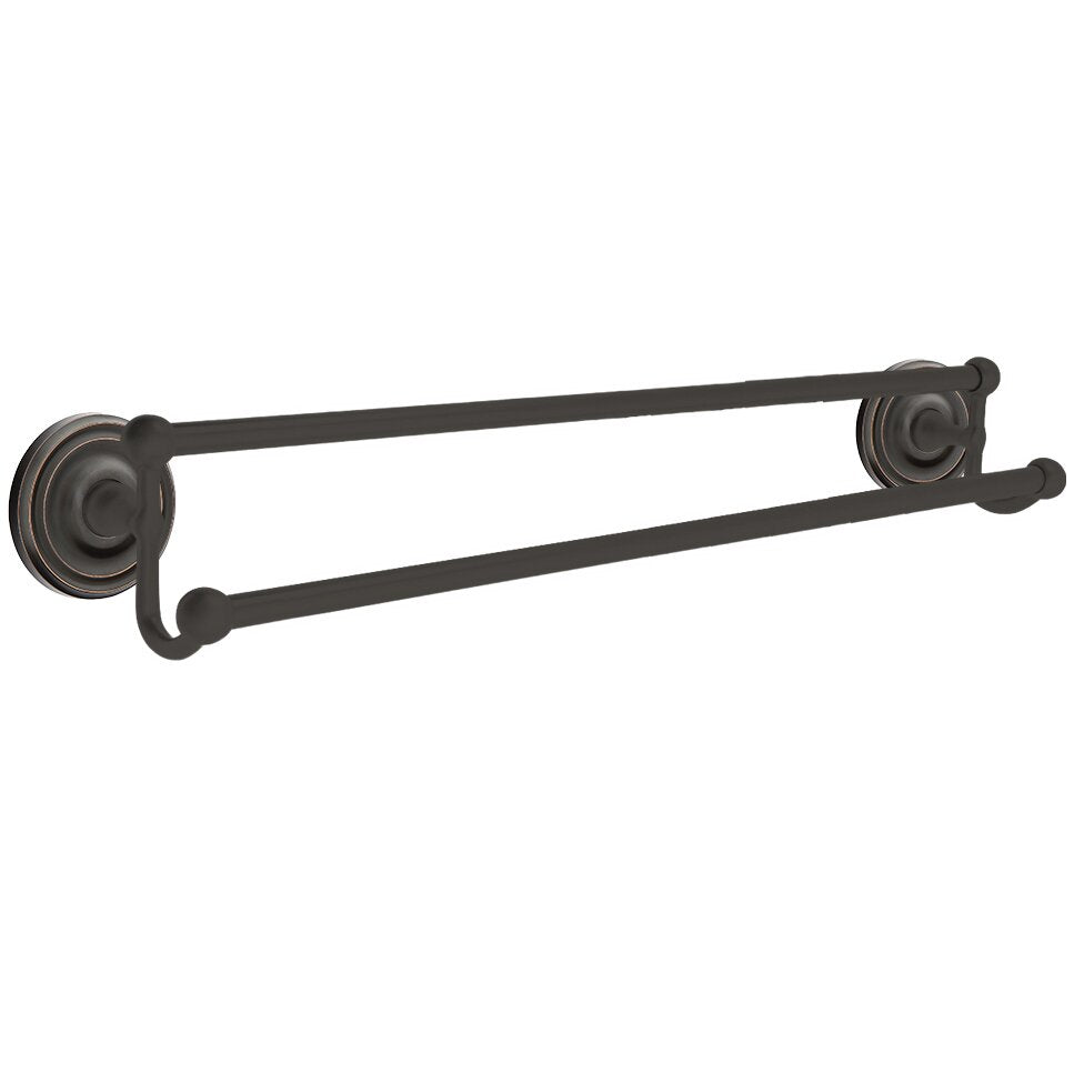 Traditional Brass Collection 24" Double Towel Bar with Regular Rose by Emtek