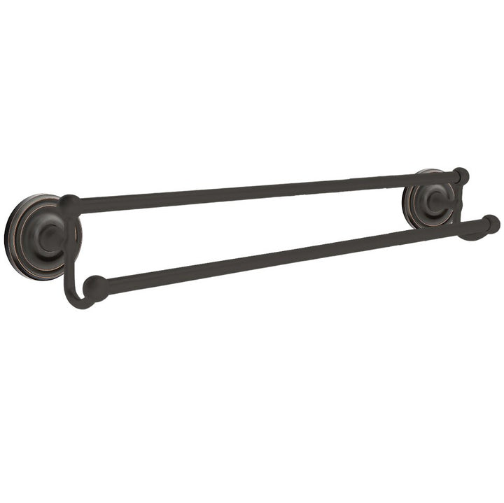 Traditional Brass Collection 24" Double Towel Bar with Regular Rose by Emtek