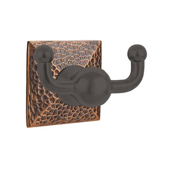 Traditional Brass Collection Hammered Double Hook  by Emtek