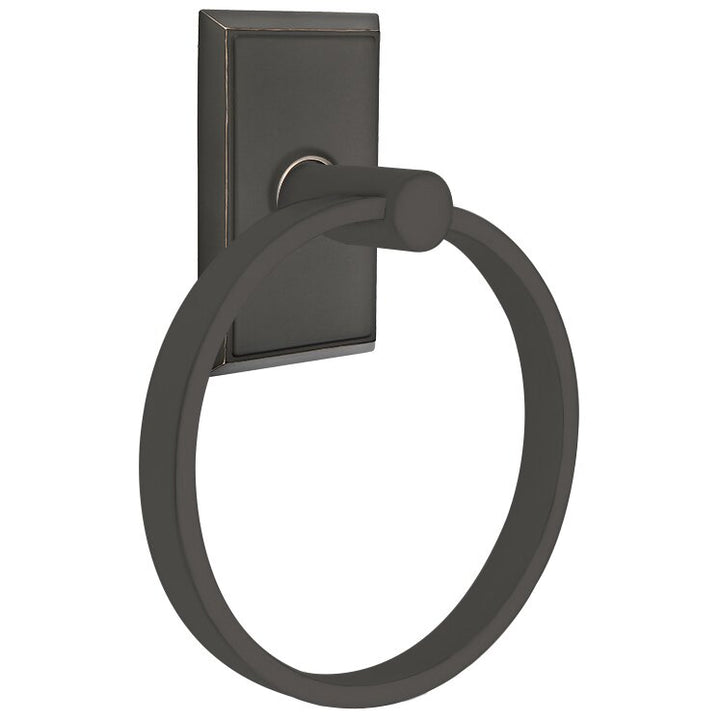 Modern Brass Collection Rectangular Towel Ring by Emtek