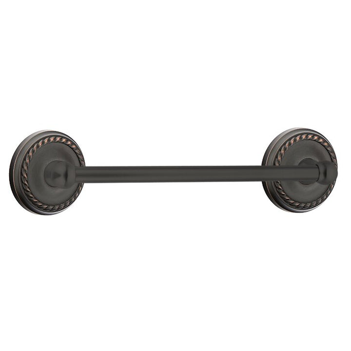 Traditional Brass Collection 12" Single Towel Bar with Rope Rose by Emtek