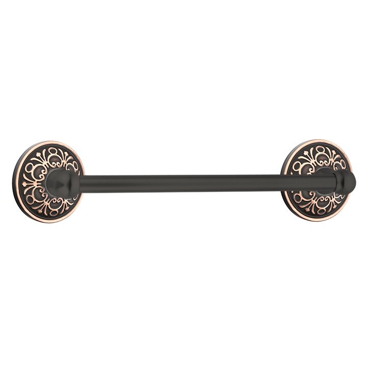 Traditional Brass Collection 12" Single Towel Bar with Lancaster Rose  by Emtek