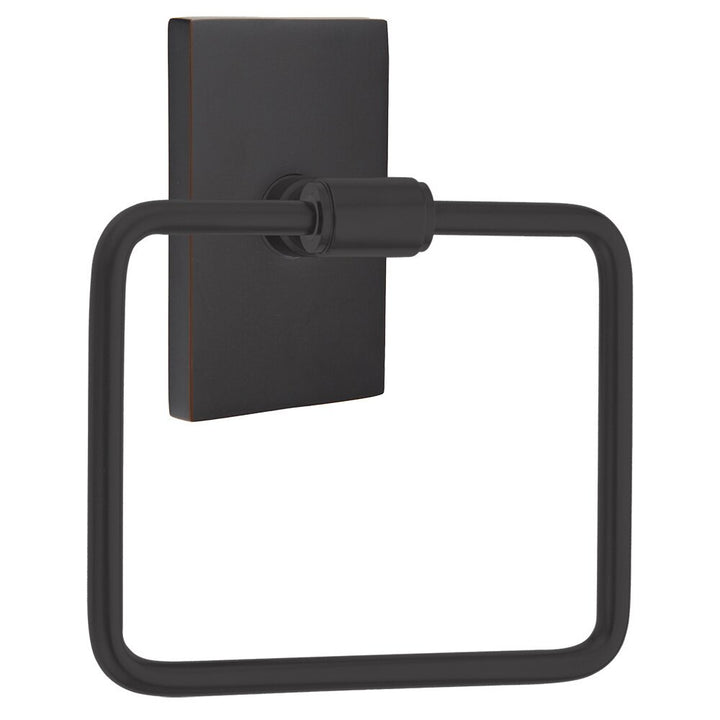 Transitional Brass Collection Transitional Brass Towel Ring with Modern Rectangular Rosette  by Emtek