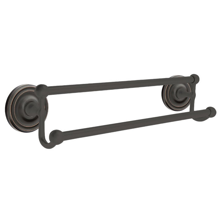 Traditional Brass Collection 18" Double Towel Bar with Regular Rose by Emtek
