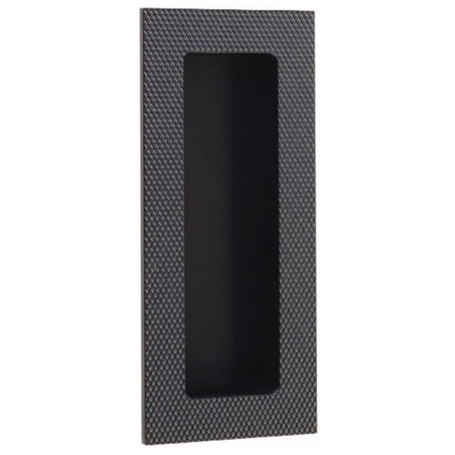 Modern Cabinet Hardware Collection 4" Modern Rectangular Knurled with Plain Pocket Flush Pull by Emtek