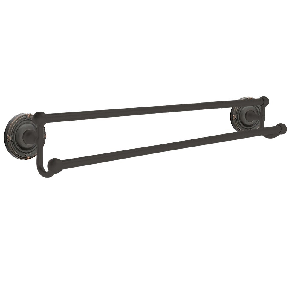 Traditional Brass Collection 24" Double Towel Bar with Ribbon & Reed Rose  by Emtek