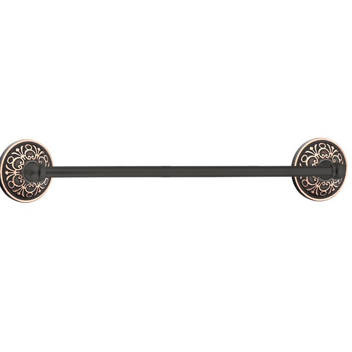 Traditional Brass Collection 30" Single Towel Bar with Lancaster Rose  by Emtek