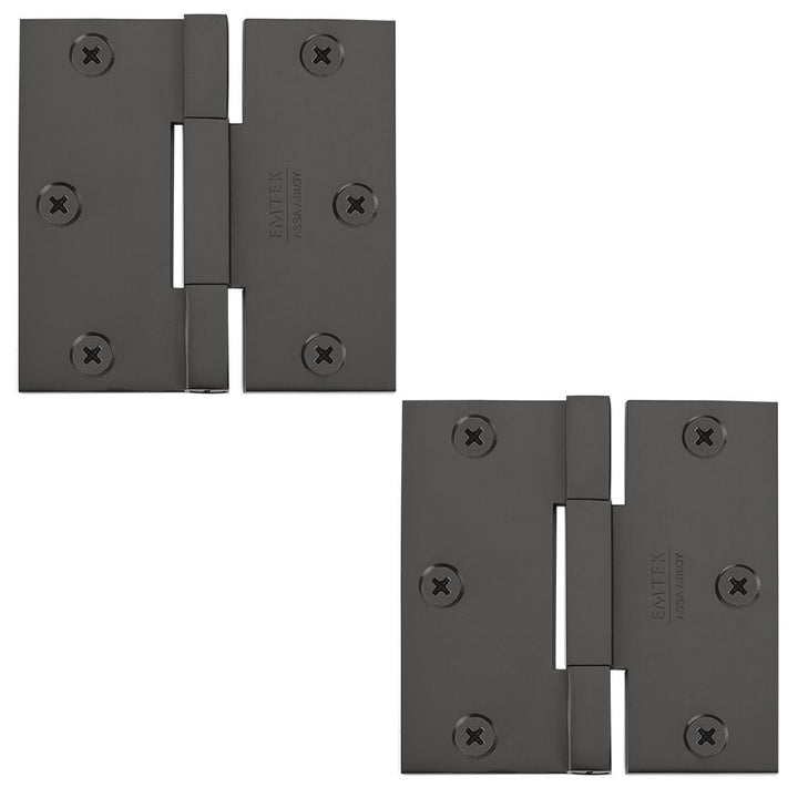 Door Hinges Collection 3 1/2" x 3 1/2" Square Solid Brass Heavy Duty Square Barrel Hinges (Sold In Pairs) by Emtek