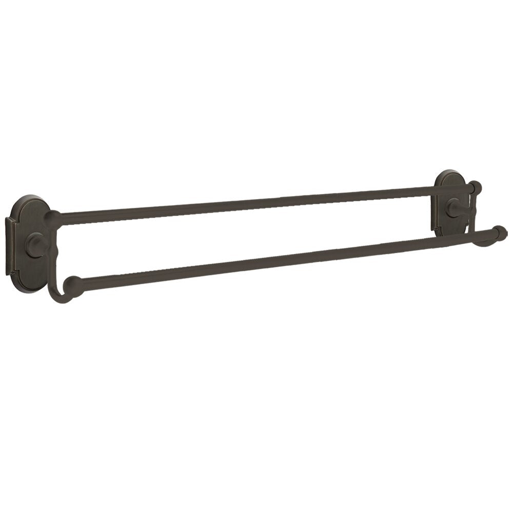 Traditional Brass Collection 30" Double Towel Bar with #8 Rose  by Emtek