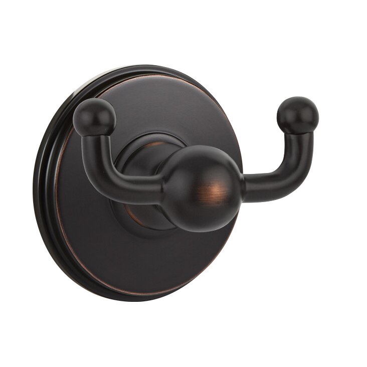 Traditional Brass Collection Double Hook with Watford Rosette by Emtek