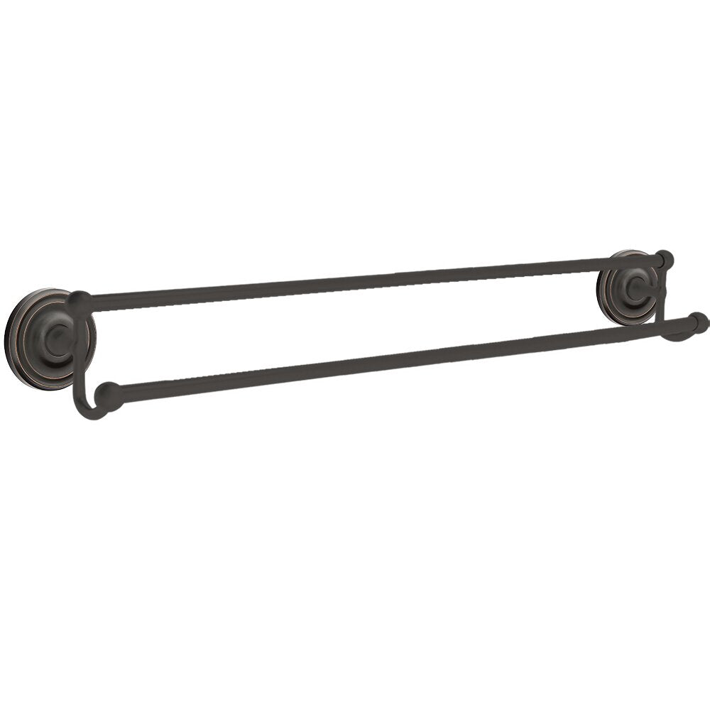 Traditional Brass Collection 30" Double Towel Bar with Small Regular Rose  by Emtek