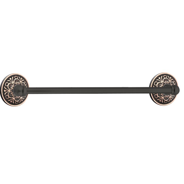 Traditional Brass Collection 24" Single Towel Bar with Lancaster Rose  by Emtek