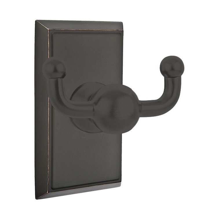 Traditional Brass Collection Rectangular Double Hook  by Emtek