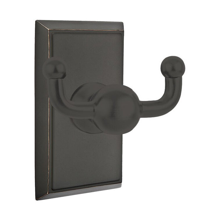 Traditional Brass Collection Rectangular Double Hook  by Emtek