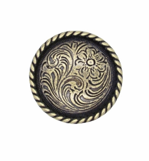 Buck Snort Lodge Decorative Hardware Small Engraved Flower Cabinet Knob