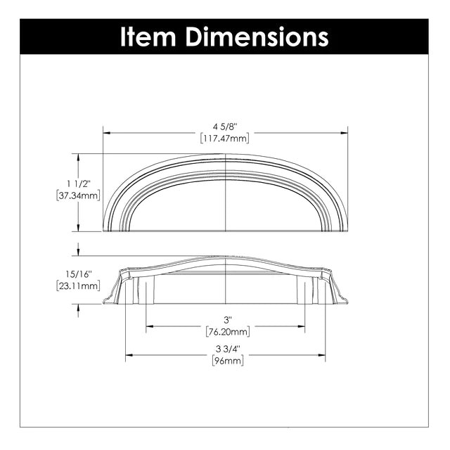 Hickory Hardware 3 inch (76mm) and 3-3/4 inch (96mm) American Diner Cabinet Cup Pull