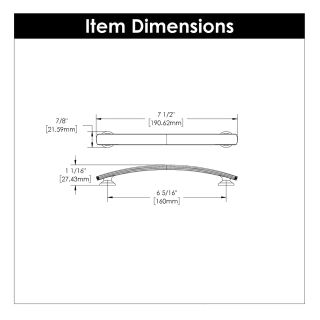 Hickory Hardware 6-5/16 inch (160mm) American Diner Cabinet Pull