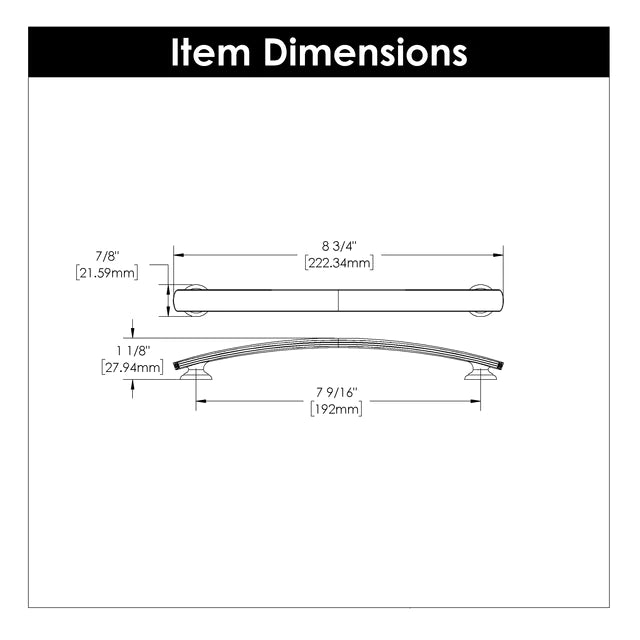 Hickory Hardware 7-9/16 inch (192mm) American Diner Cabinet Pull