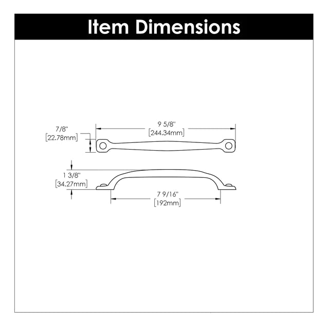 Hickory Hardware 7-9/16 inch (192mm) Refined Rustic Cabinet Pull