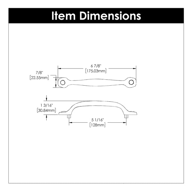 Hickory Hardware 5-1/16 inch (128mm) Refined Rustic Cabinet Pull