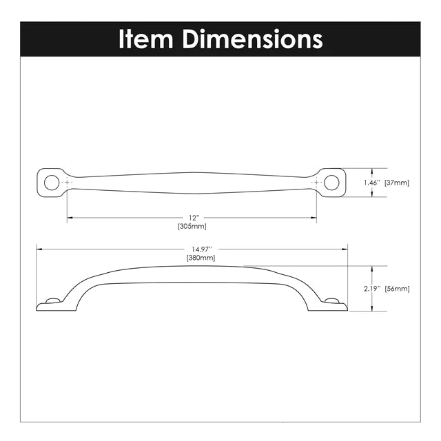 Hickory Hardware 12 inch (305mm) Refined Rustic Black Iron Appliance Pull