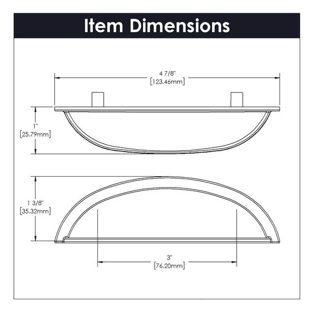 Hickory Hardware 3 inch (76mm) Center to Center Cottage Cabinet Cup Pull