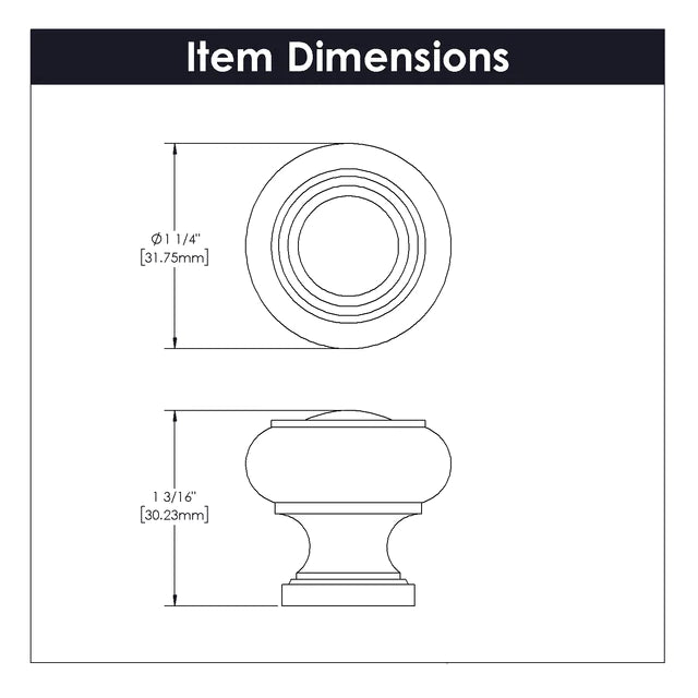 Hickory Hardware 1-1/4 inch (32mm) Cottage Cabinet Knob