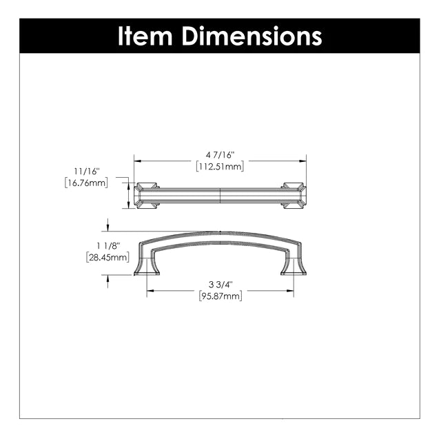 Hickory Hardware 3-3/4 inch (96mm) Bridges Cabinet Pull