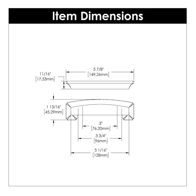 Hickory Hardware 3 Inch (76mm), 3-3/4 Inch (96mm) & 5-1/16 Inch (128mm) Center to Center Bridges Collection Cup Pull