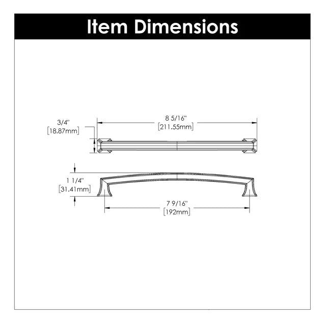 Hickory Hardware 7-9/16 inch (192mm) Bridges Cabinet Pull