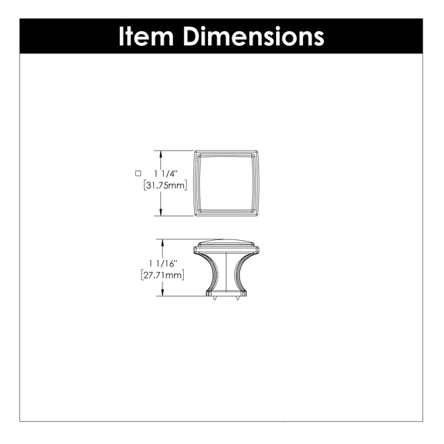 Hickory Hardware 1-1/4 inch (32mm) Square Bridges Cabinet Knob