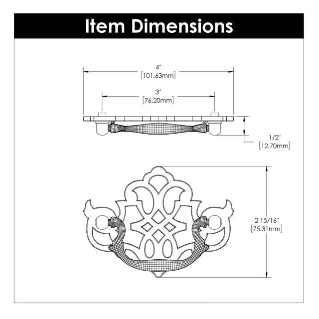 Hickory Hardware 3 inch (76mm) Manor House Cabinet Bail Pull