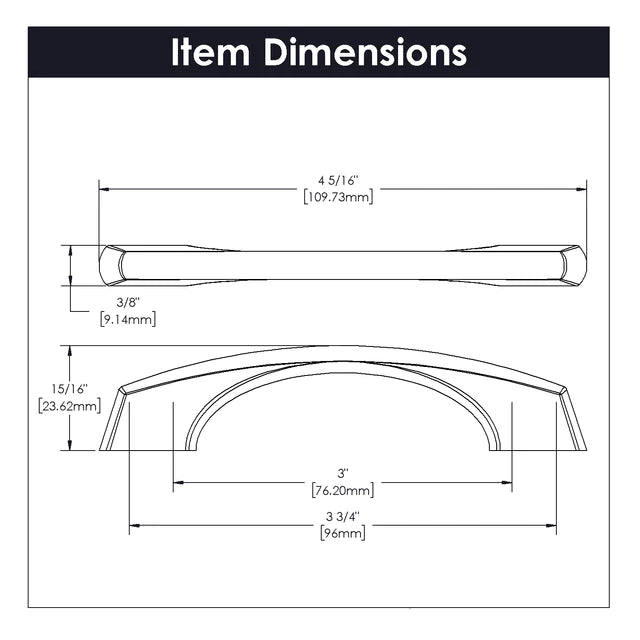 Hickory Hardware 3 Inch & 3-3/4 Inch (96mm) Center-to-Center Greenwich Cabinet Pull