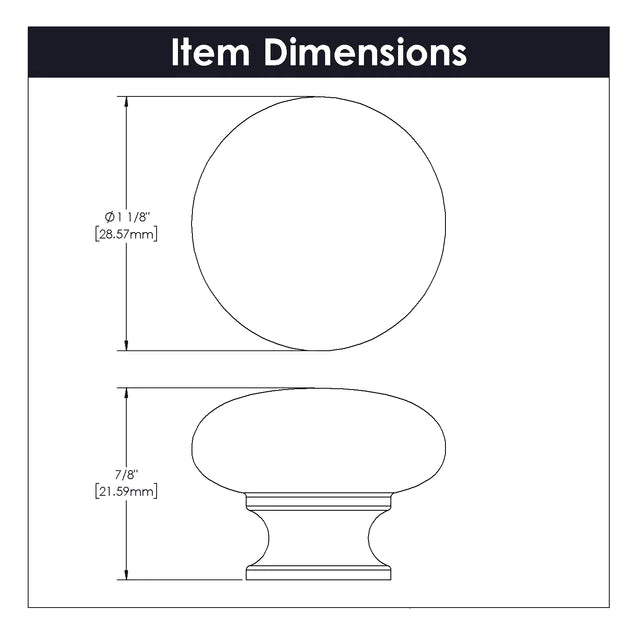 Hickory Hardware 1-1/8 inch (29mm) Cottage Cabinet Knob