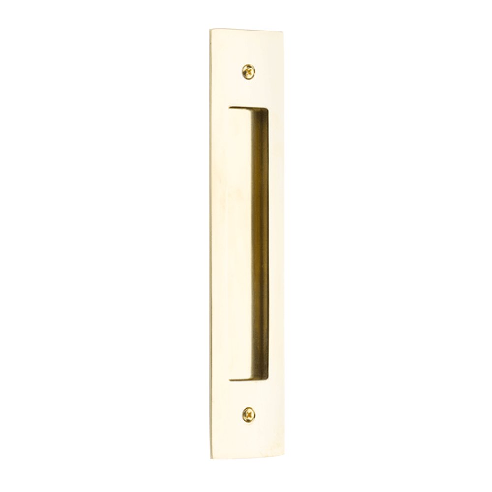 Modern Cabinet Hardware Collection 8" Centers Modern Rectangular Flush Pull in Polished Brass by Emtek