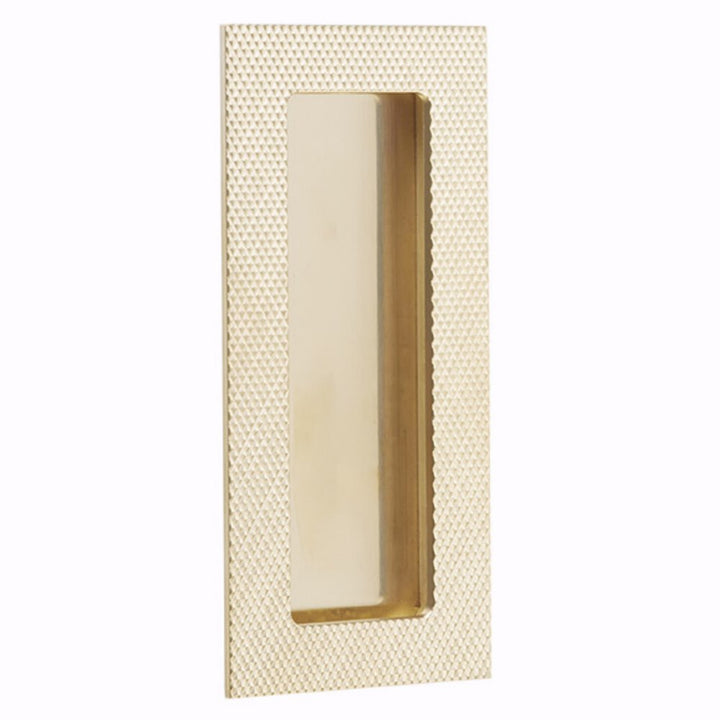 Modern Cabinet Hardware Collection 4" Modern Rectangular Knurled with Plain Pocket Flush Pull by Emtek