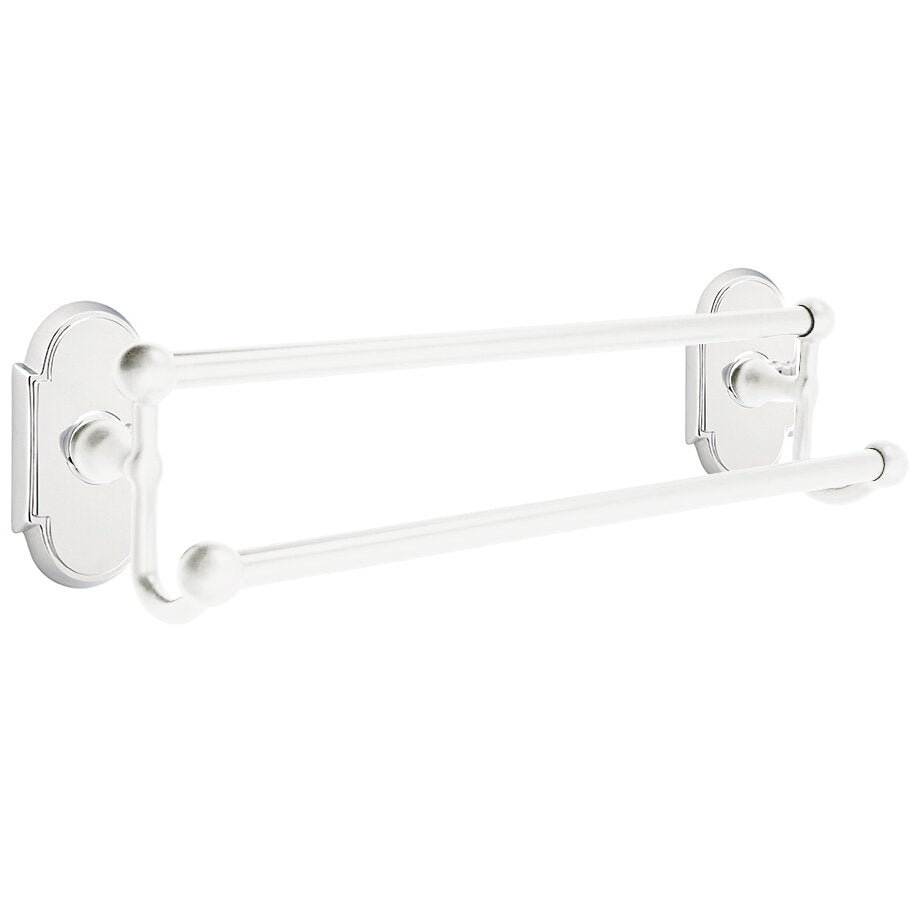 Traditional Brass Collection 18" Double Towel Bar with #8 Rose  by Emtek
