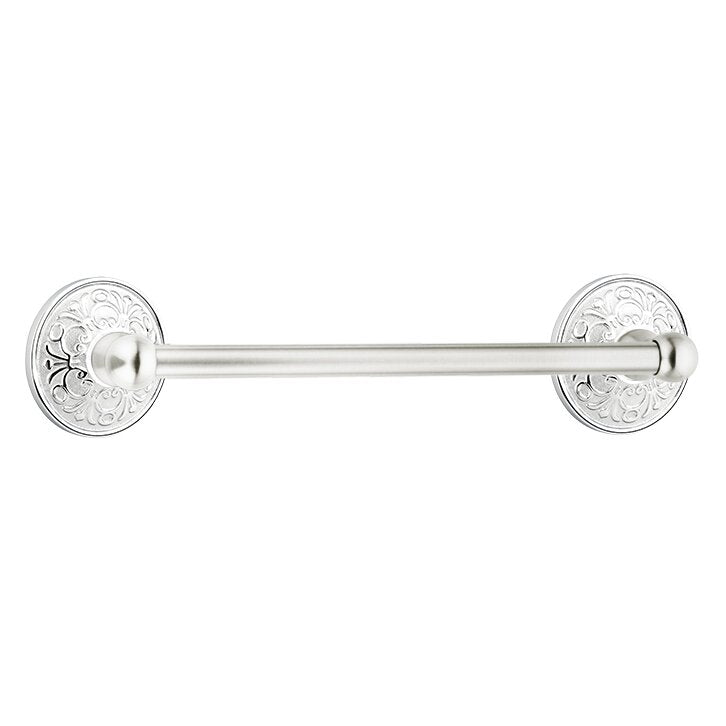 Traditional Brass Collection 12" Single Towel Bar with Lancaster Rose  by Emtek