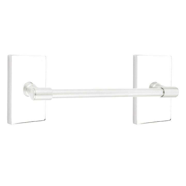 Transitional Brass Collection 18" Towel Bar with Modern Rectangular Rosette  by Emtek