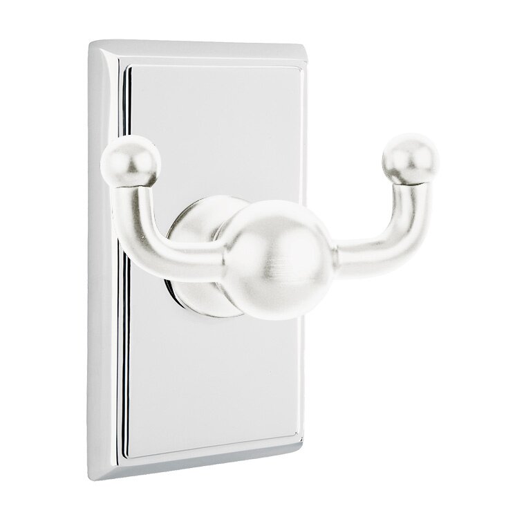 Traditional Brass Collection Rectangular Double Hook  by Emtek