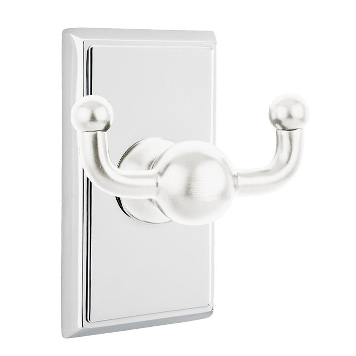 Traditional Brass Collection Rectangular Double Hook  by Emtek