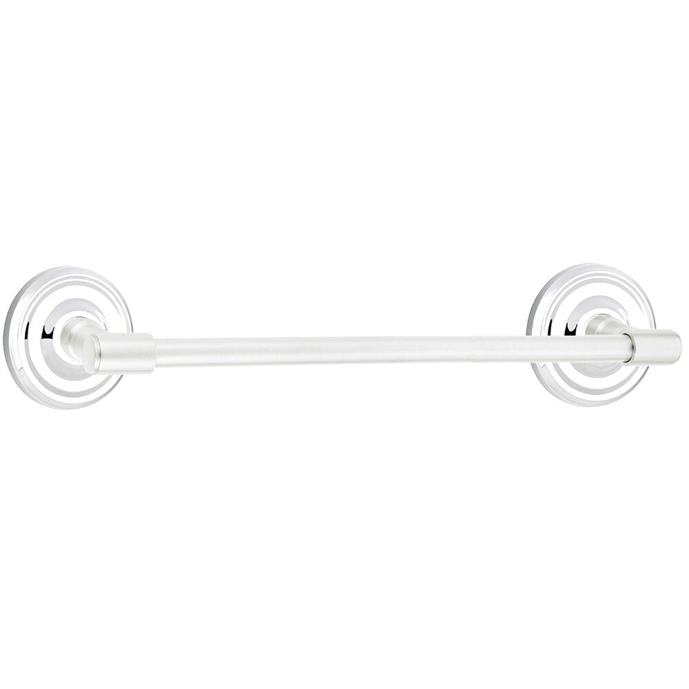 Transitional Brass Collection 18" Towel Bar with Small Regular Rosette by Emtek