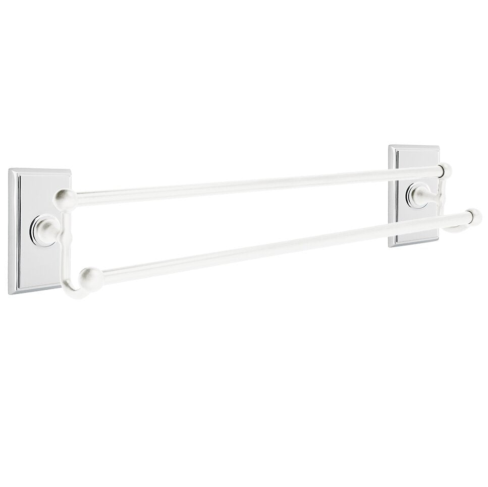 Traditional Brass Collection 24" Double Towel Bar with Rectangular Rose  by Emtek